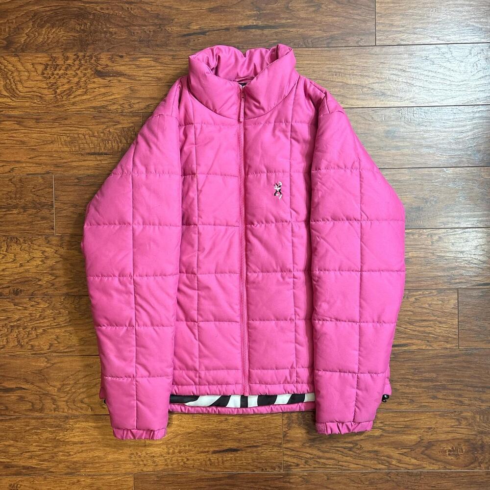 2000s Browning For Her Pink Quilted Puffer Jacket w/ Zebra Print Lining Size XL
